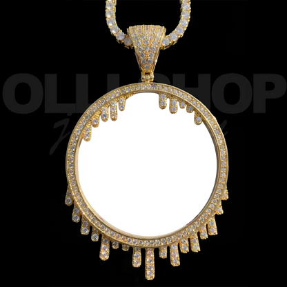 Golden Drip Frame Personalized Photo Necklace