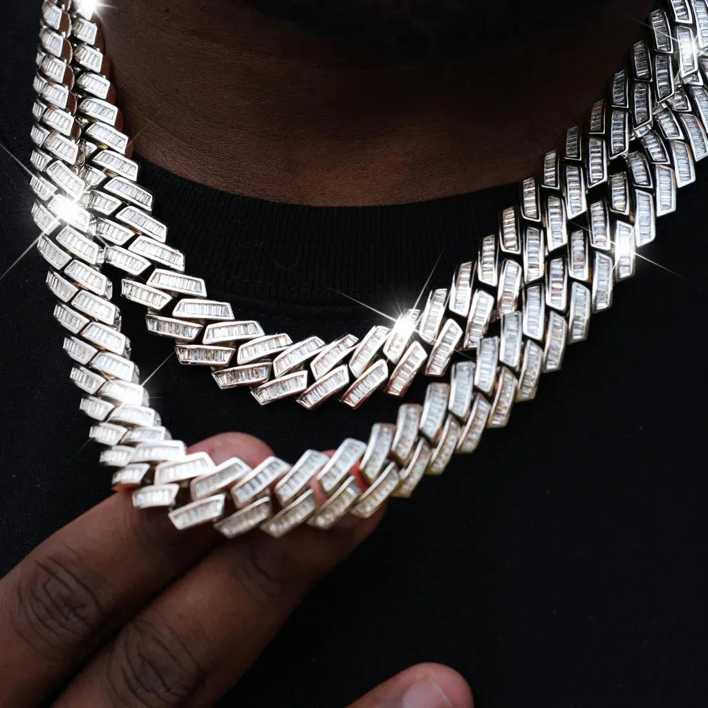 Baguette Channel Set Cuban Chain - 14mm