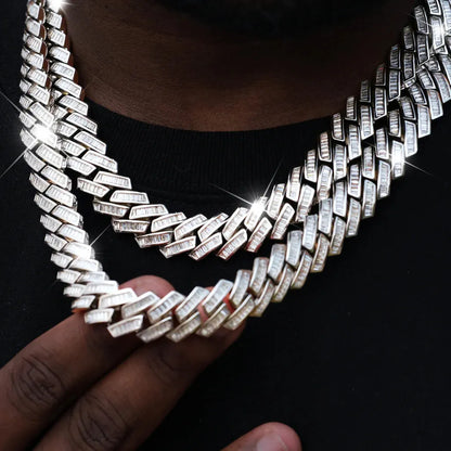 Baguette Channel Set Cuban Chain - 14mm