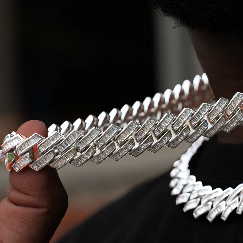 Baguette Channel Set Cuban Chain - 14mm