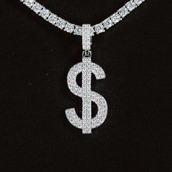 Silver iced dollar pendant hip hop jewelry