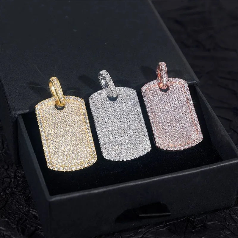 Iced Inlaid Nameplate Pendant - 22mm
