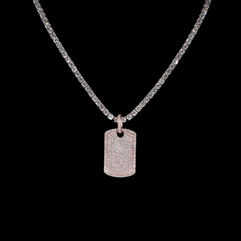 Iced Inlaid Nameplate Pendant - 22mm