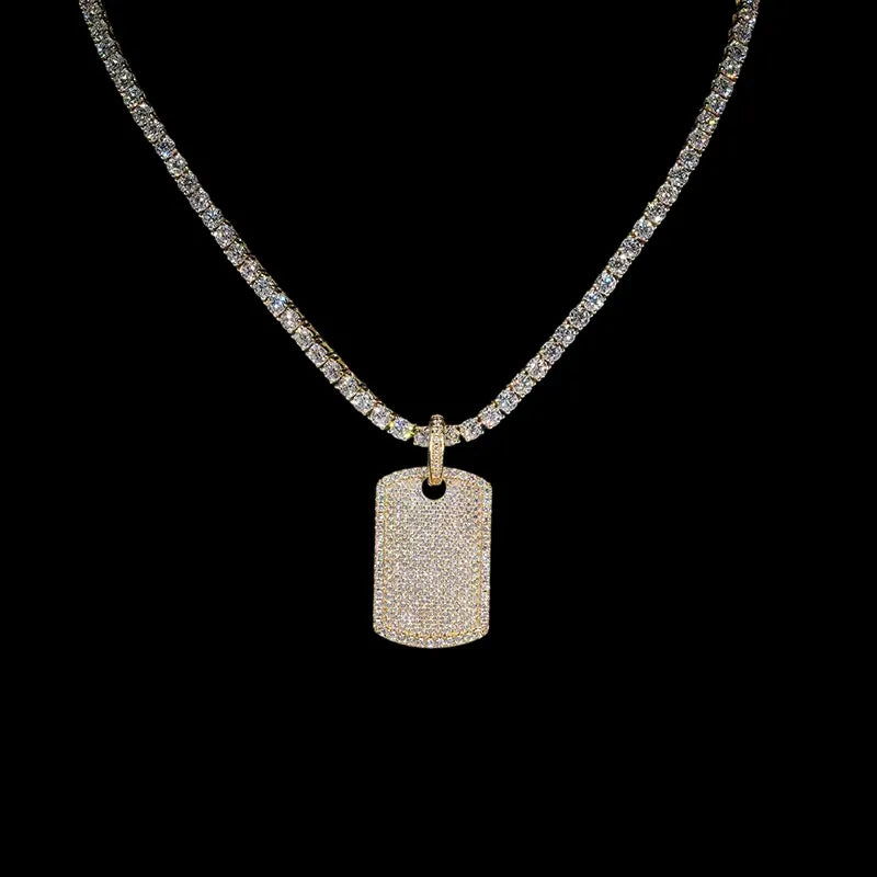 Iced Inlaid Nameplate Pendant - 22mm