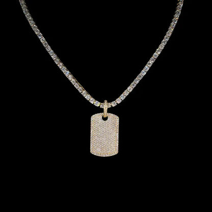 S925 & Moissanite Iced-Set Nameplate Pendant - 22mm