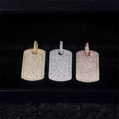 S925 & Moissanite Iced-Set Nameplate Pendant - 22mm