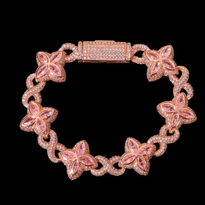 Iced Clover Bracelet in White Gold - 18mm