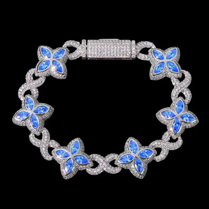 Iced Clover Bracelet in Yellow Gold - 18mm