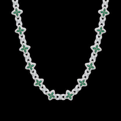 Iced Clover Chain in Green Diamond - 13mm