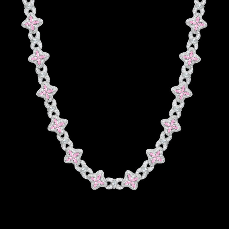 Iced Clover Chain in Green Diamond - 13mm