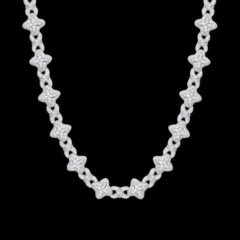 Iced Clover Chain in Pink Diamond - 13mm