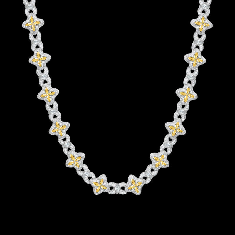 Iced Clover Chain in Pink Diamond - 13mm