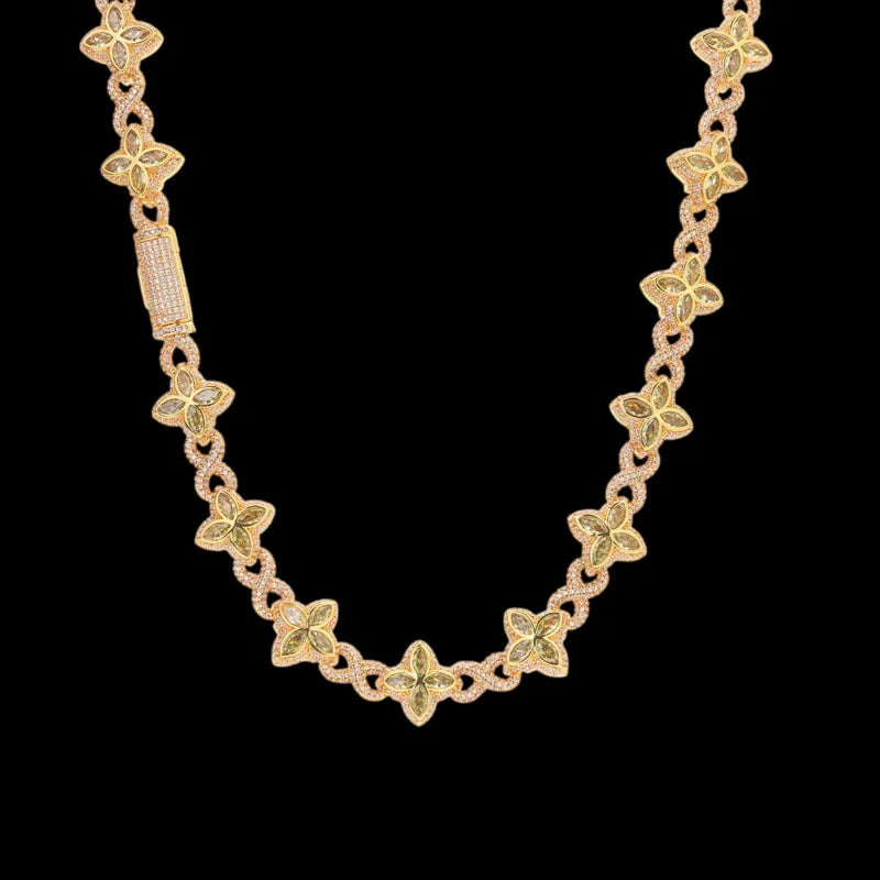 Ice Clover White Gold Blue Diamond Chain - 18mm