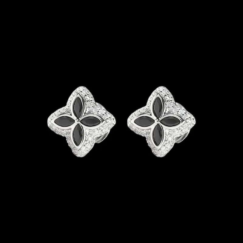 Iced Clover Earrings in White Diamond - 13mm