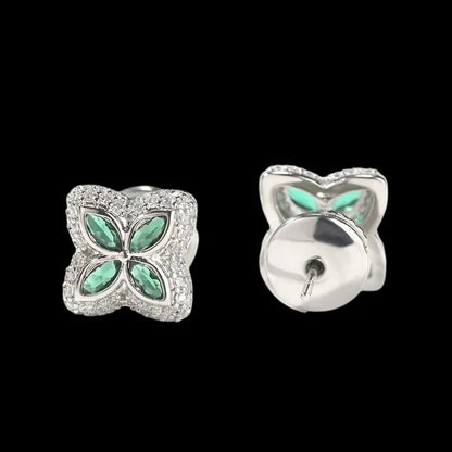Iced Clover Earrings in Black Dimaond - 13mm