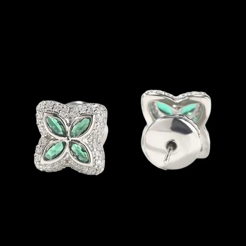 Iced Clover Earrings in Black Dimaond - 13mm