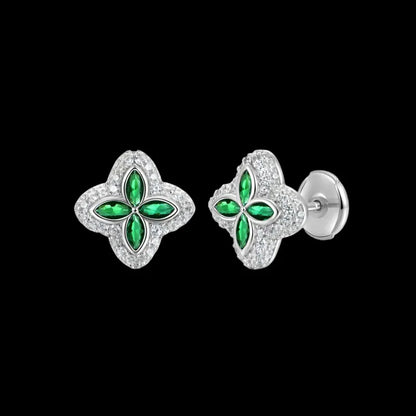 Iced Clover Earrings in Black Dimaond - 13mm