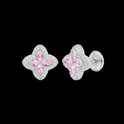 Iced Clover Earrings in Black Dimaond - 13mm