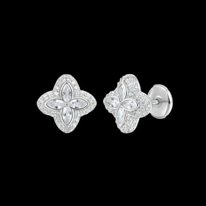Iced Clover Earrings in Black Dimaond - 13mm