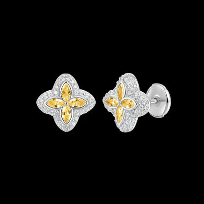 Iced Clover Earrings in Black Dimaond - 13mm