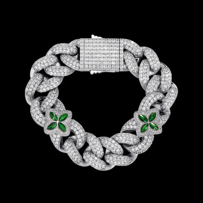 Iced Clover Gold and Black Diamond Bracelet - 20mm