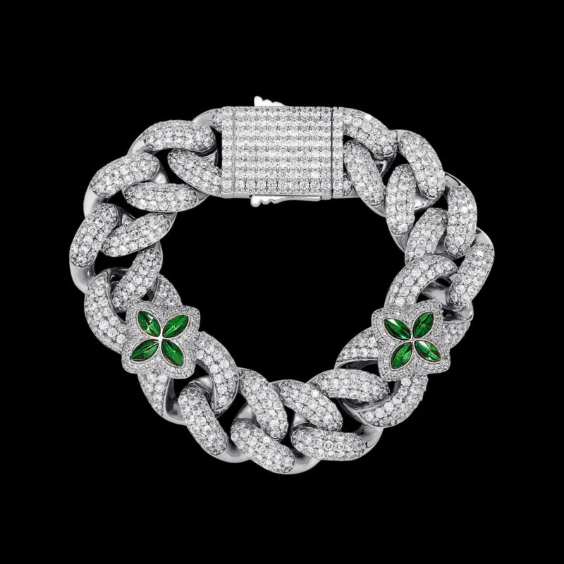 Iced Clover Gold and Black Diamond Bracelet - 20mm