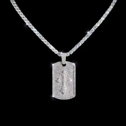 Iced Cross Dog Tag Pendant - 26mm