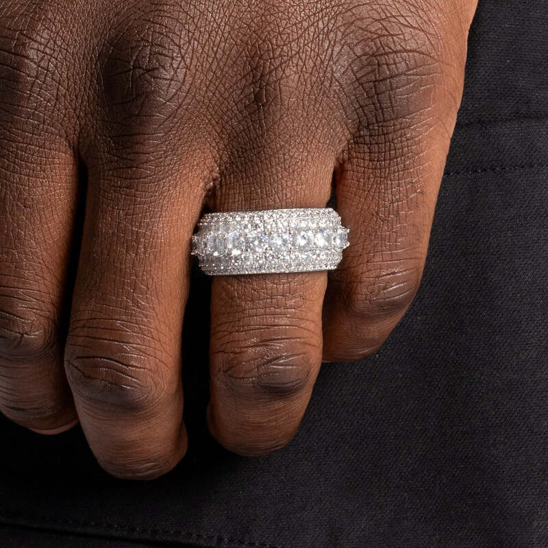 Iced Layered Ring In White Gold