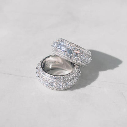 Iced Layered Ring In White Gold