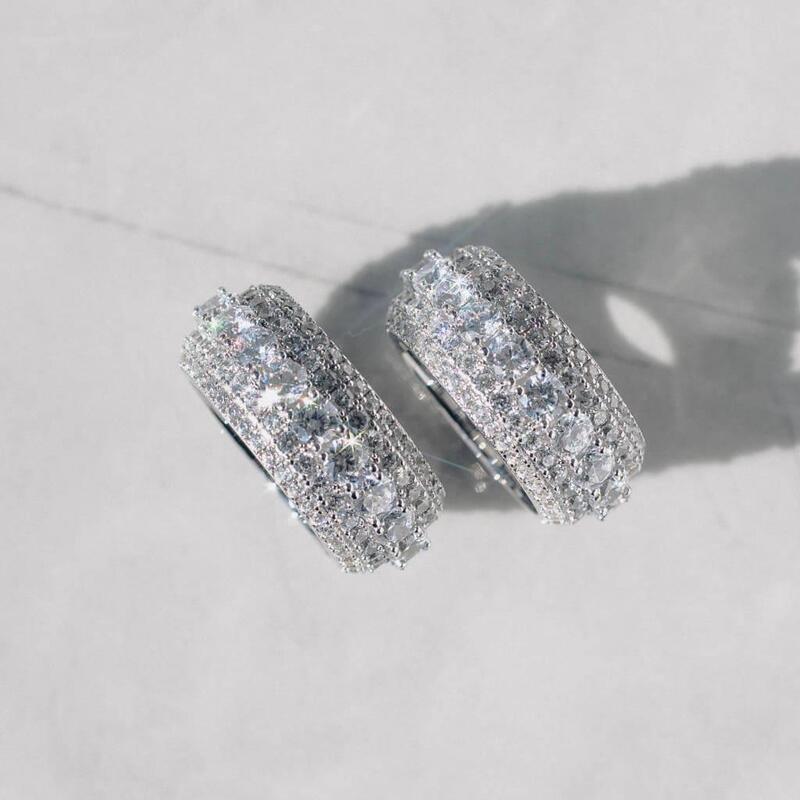 Iced Layered Ring In White Gold