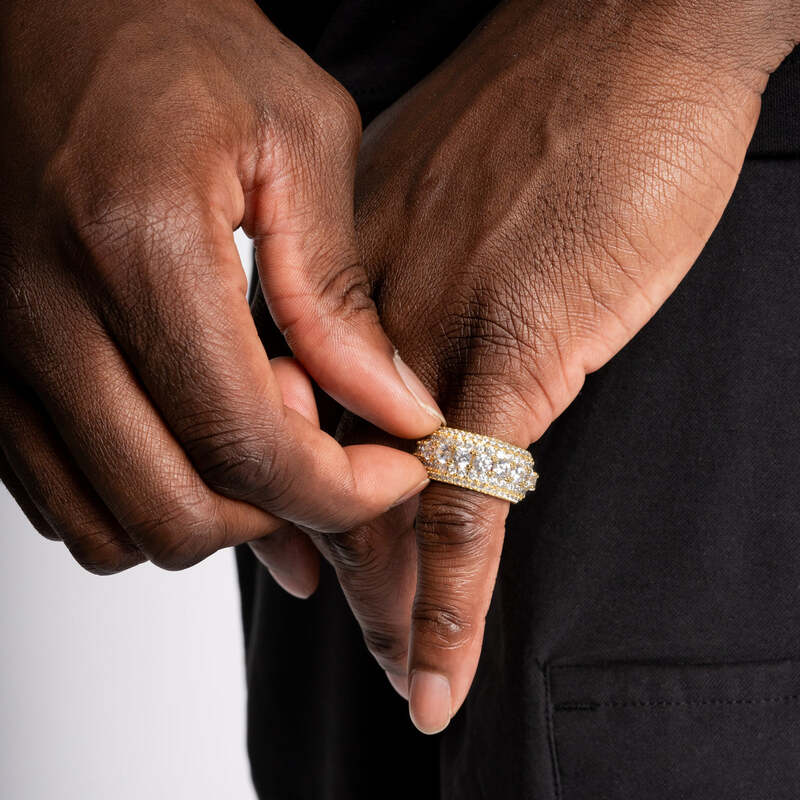 Iced Layered Ring In YellowGold