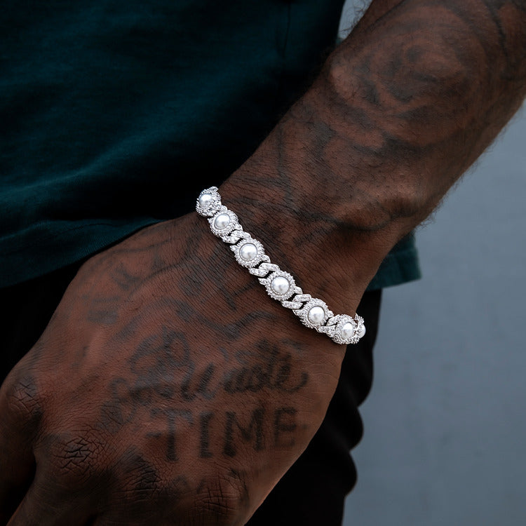 Iced Pearl Cuban Bracelet - 10mm