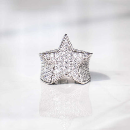 Iced Star Ring In White Gold - 26mm