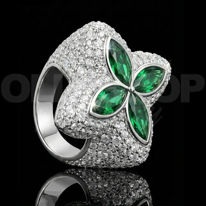 Iced Clover Rings Diamond - 25mm