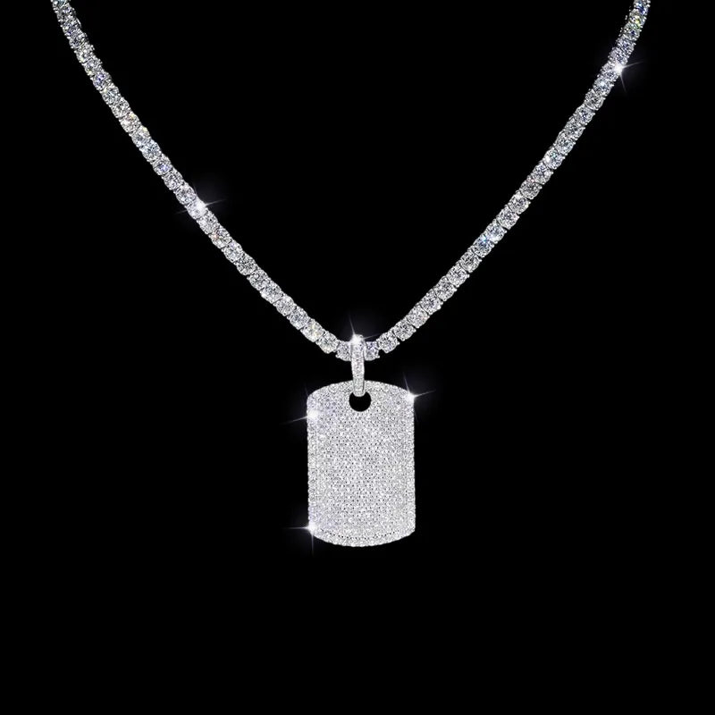 Iced Inlaid Nameplate Pendant - 22mm