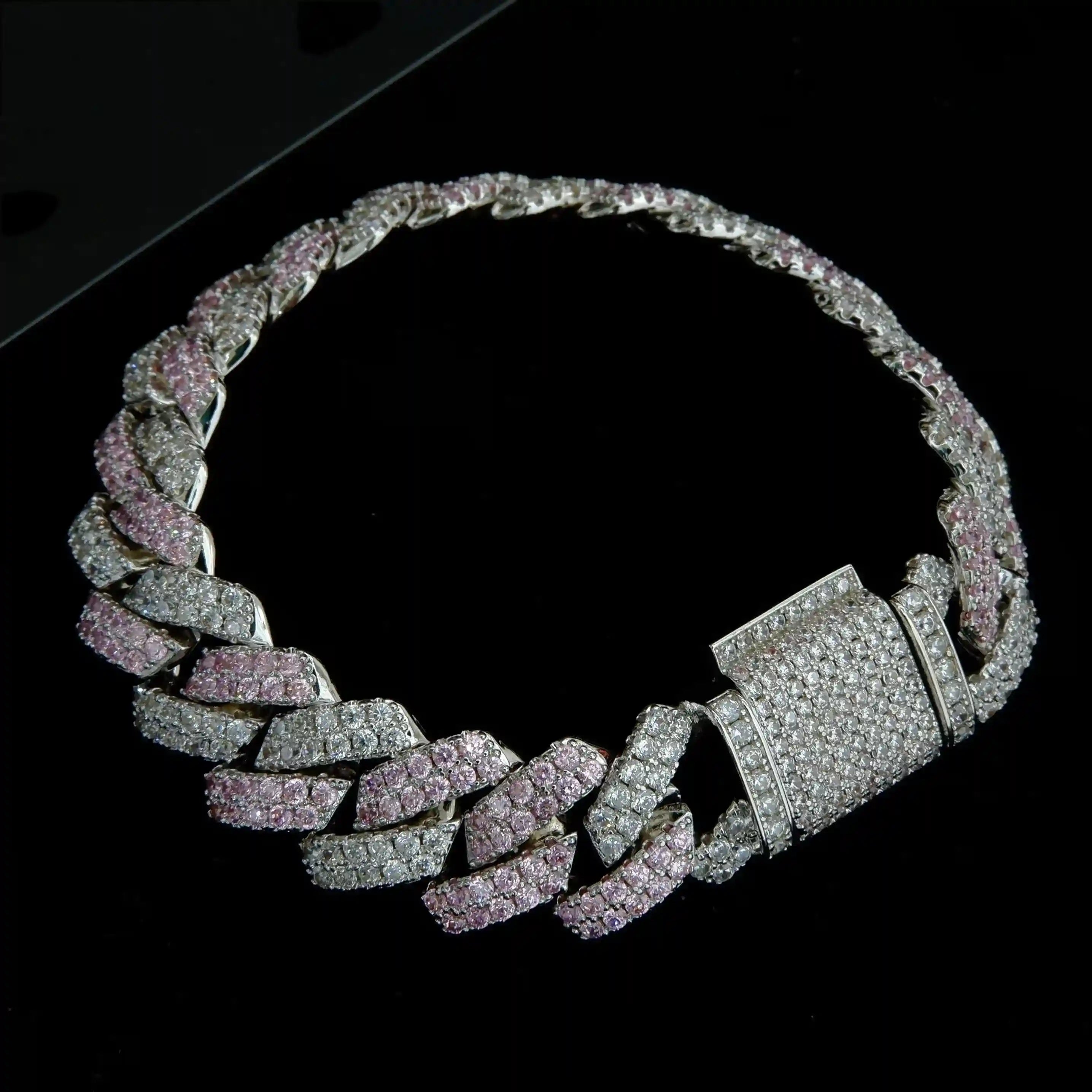 13mm iced Cuban bracelet rhombic style with diamond clasp 