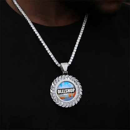 Large 3D wheat ear custom pendant featuring personalized image 