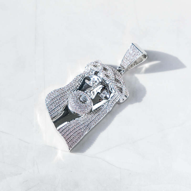 Large  Ice Jesus Pendant