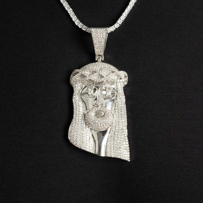 Large  Ice Jesus Pendant