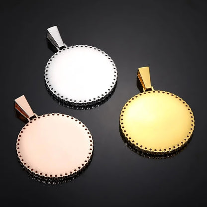 Color options for large custom round pendants – 70mm personalized jewelry in gold, rose gold, silver