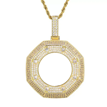 Large 18k Gold Custom Photo Bagua Pendant - 55mm
