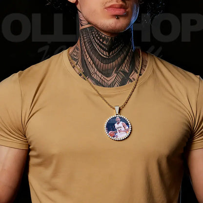 Large Round Iced Photo Pendant