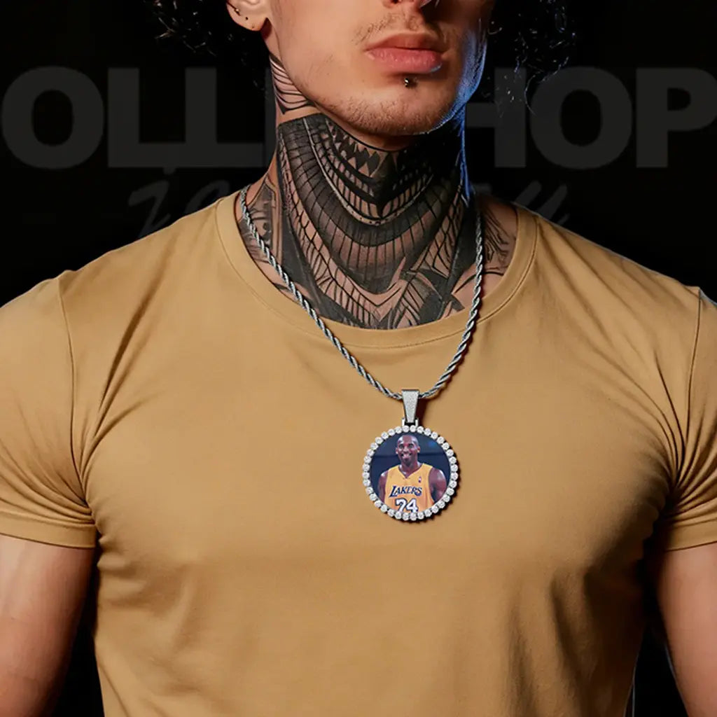 Large Round Iced Photo Pendant