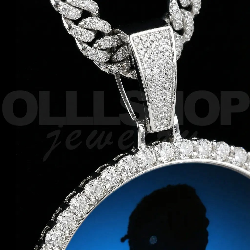 Large Round Iced Photo Pendant