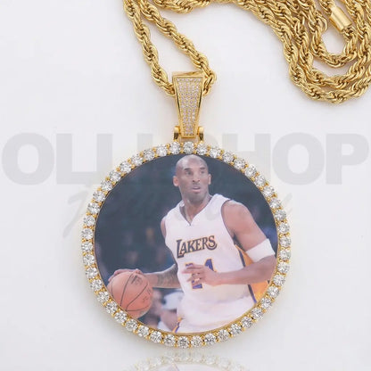 Large Round Iced Photo Pendant