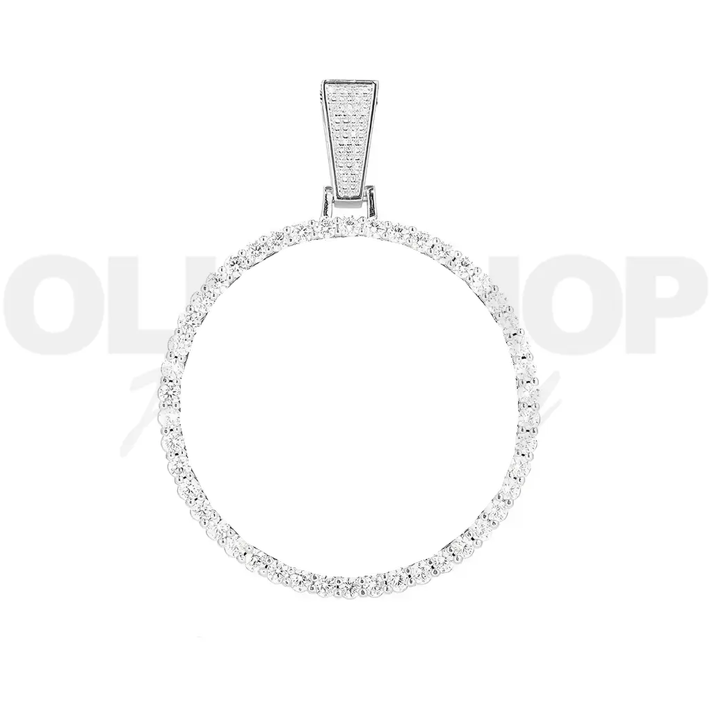 Large Round Iced Photo Pendant
