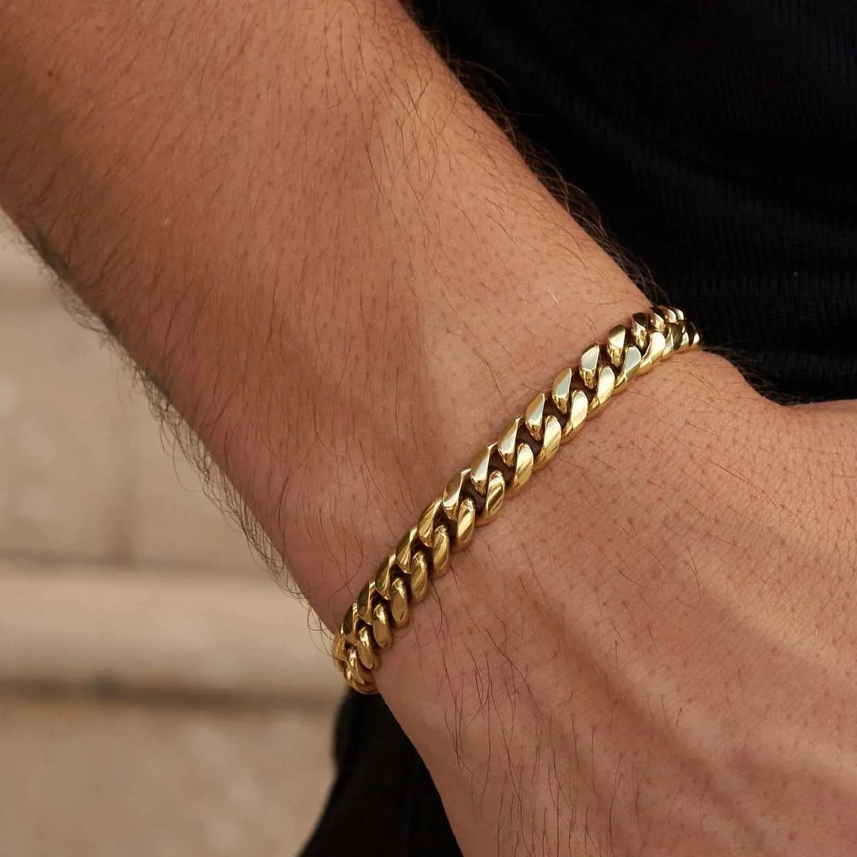 Miami Cuban link bracelet in yellow gold 8mm width luxury jewelry 