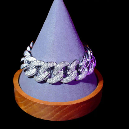 White gold 20mm Cuban link bracelet iced luxury accessory