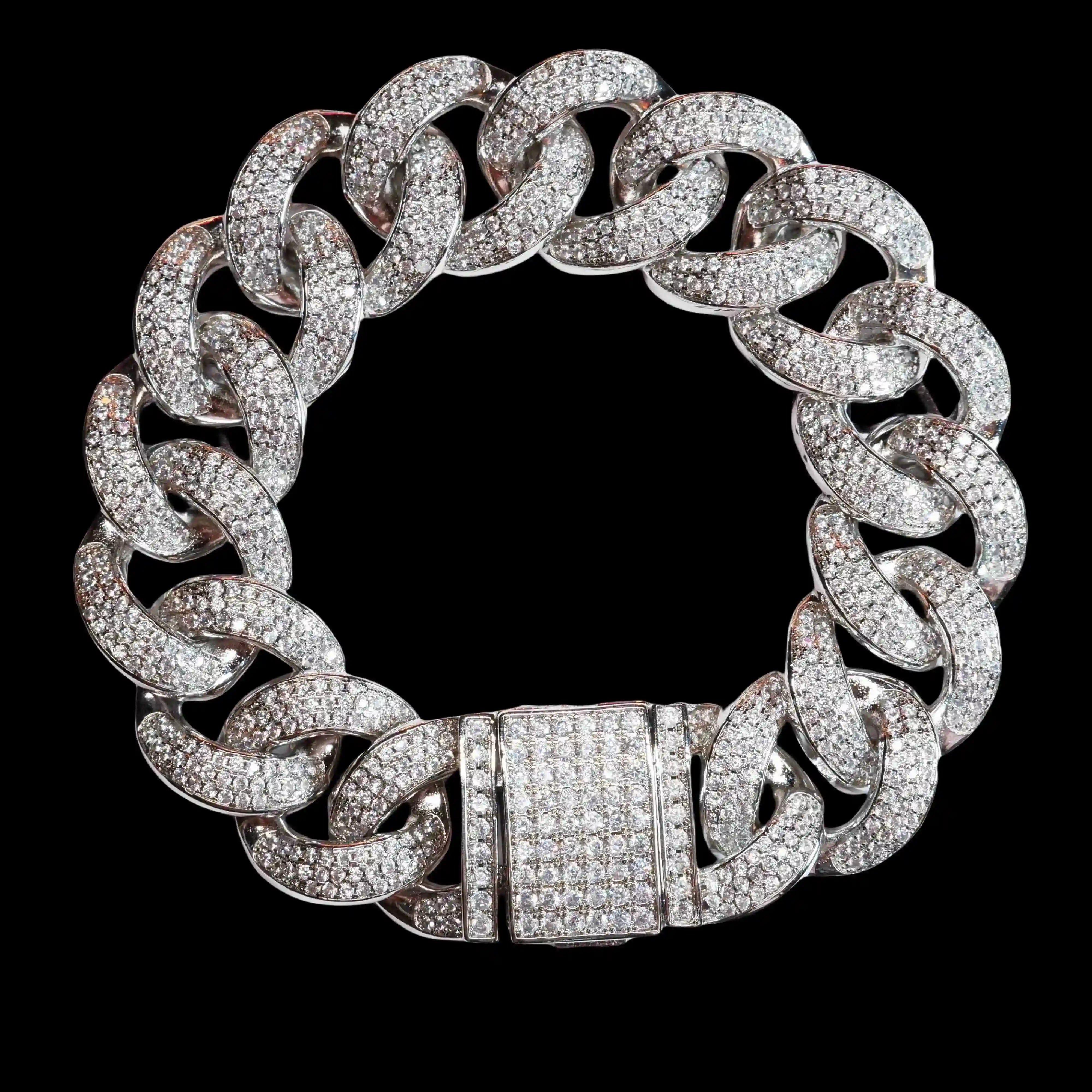 Miami Cuban link bracelet 20mm in white gold iced jewelry