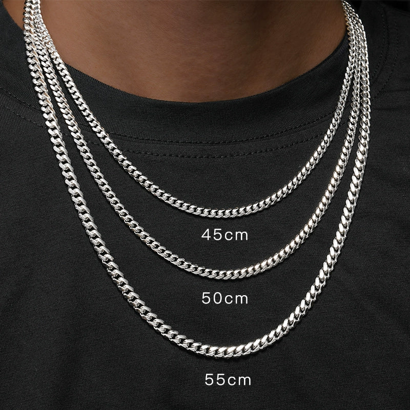 Material 925 silver Finish Sterling Silver Plated White Gold Chain Style Cuban chain Circumference 45cm,50cm,55cm,60cm Pendant weight 13.71g Package Content A Pendant & Tennis Chain ,A Dust bag , A Gift box , A Jewelry cloth and A Warranty card.